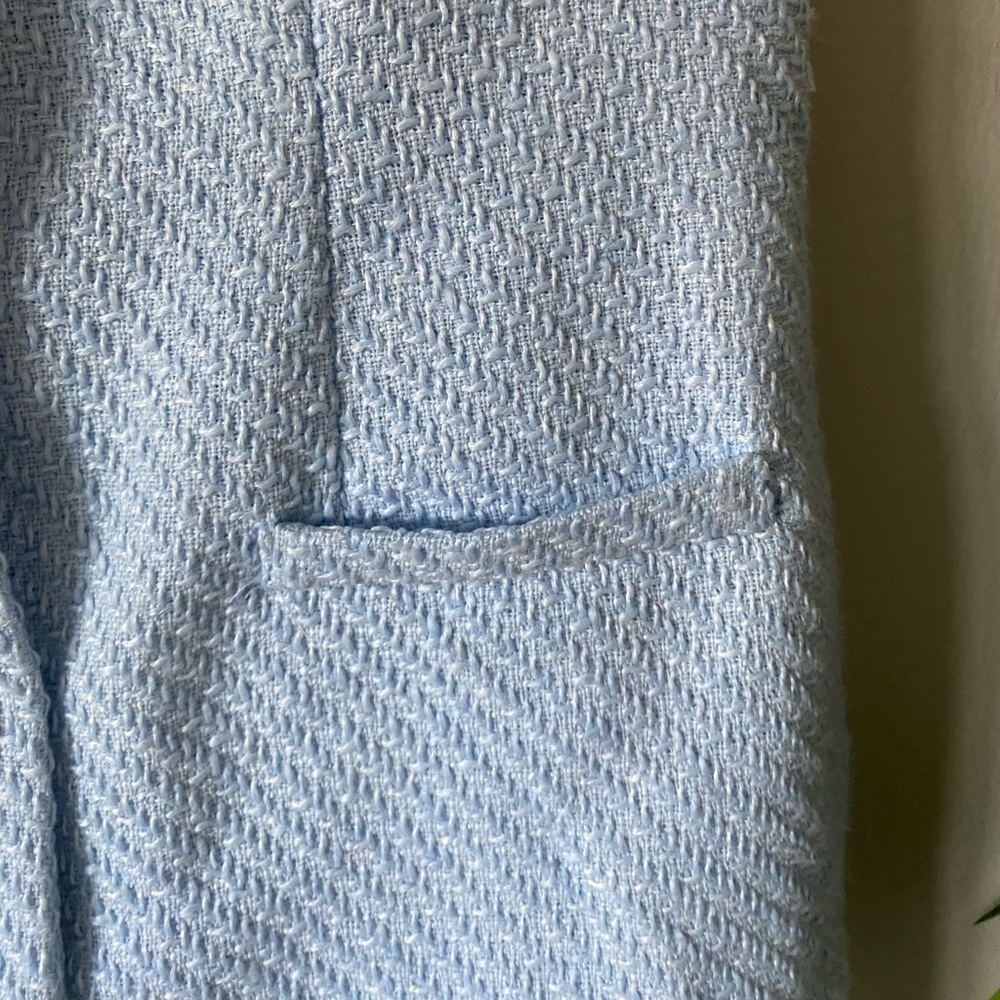 Bebop Baby Blue Tweed Coquette Preppy Academia Button Down Mini Dress size L - Picture 4 of 7